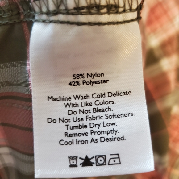 Eddie Bauer Olive/Pink Plaid Button Down - Picture 6 of 8